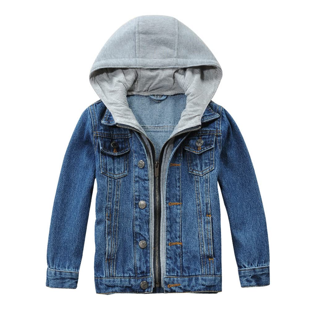 L’Appartement Boys denim Jacket Unisex Children's Denim Coat Boys Girls Casual Hooded Denim Jacket